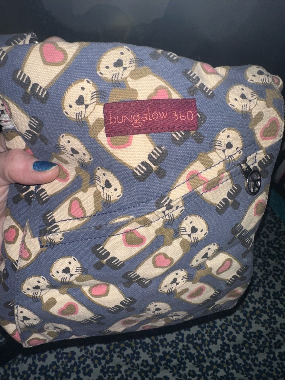 bungalow 360 Navy Bag with Cream and Pink Otter Print - Picture 4 of 4